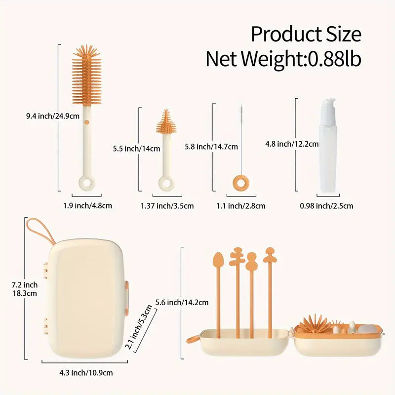 Silicone Bottle Brush And Pacifier Brush With Storage Box