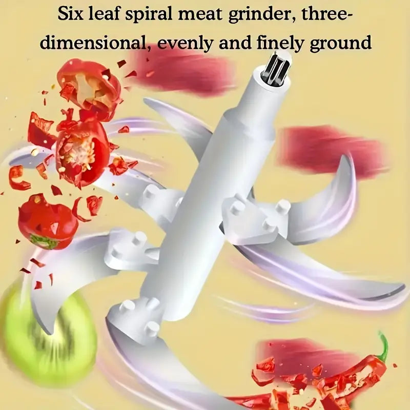 5L Stainless Steel Food Processor with 6-Blade Rotating Knife