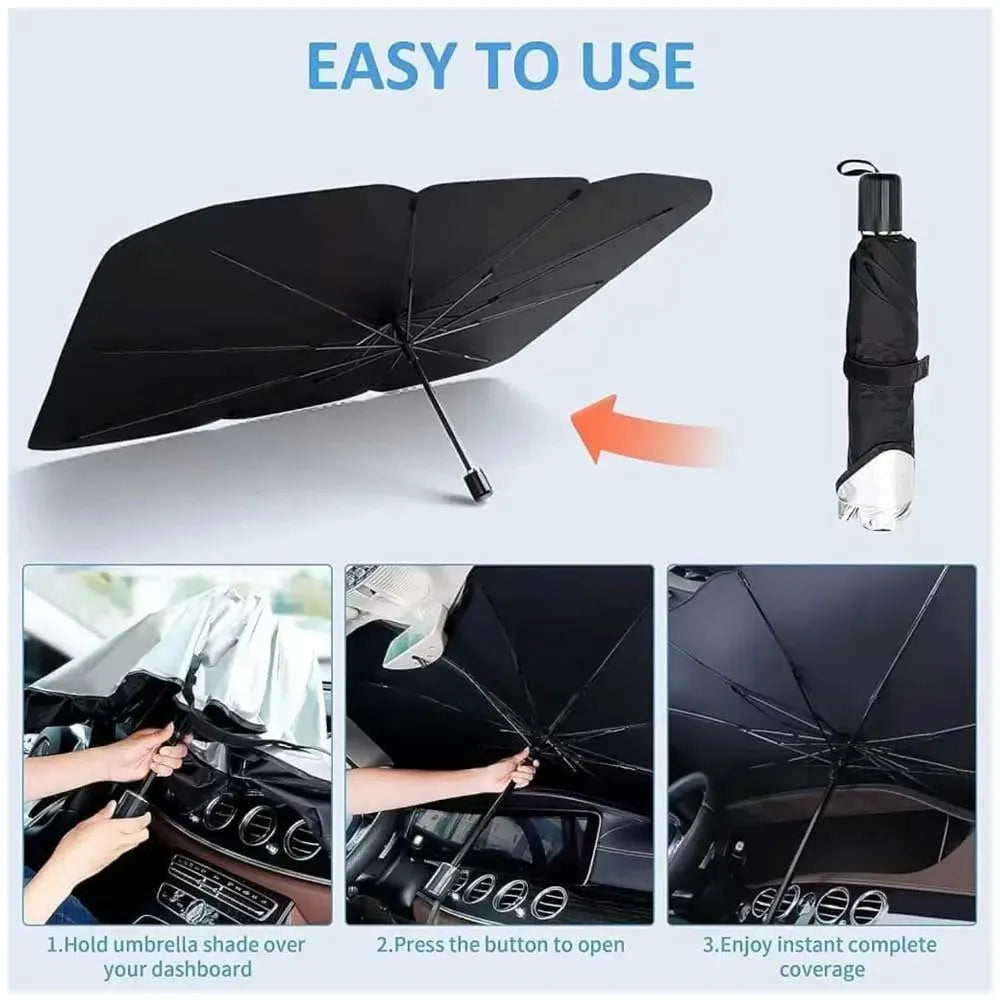 Car Umbrella Sunshade – Blocks Heat & UV | Foldable Windshield Cover