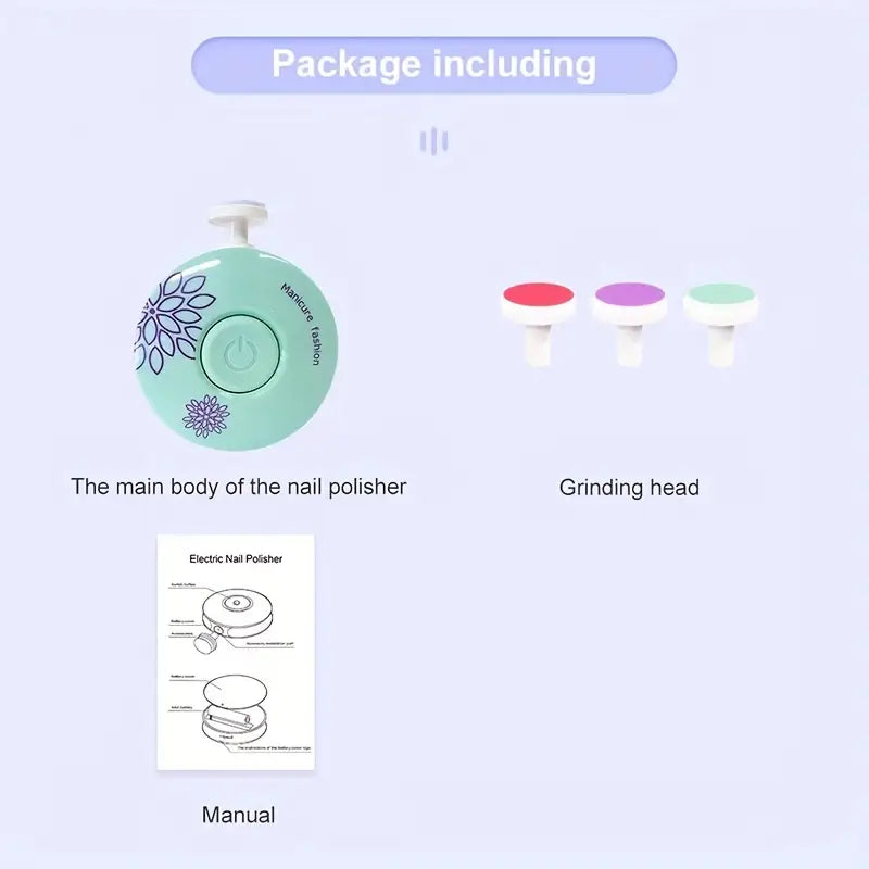 (Without battery)3pcs Electric Baby Nail Trimmer Kid Nail Polisher Tool