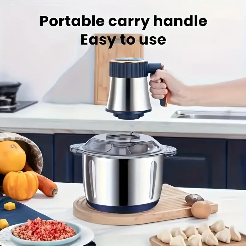 5L Stainless Steel Food Processor with 6-Blade Rotating Knife