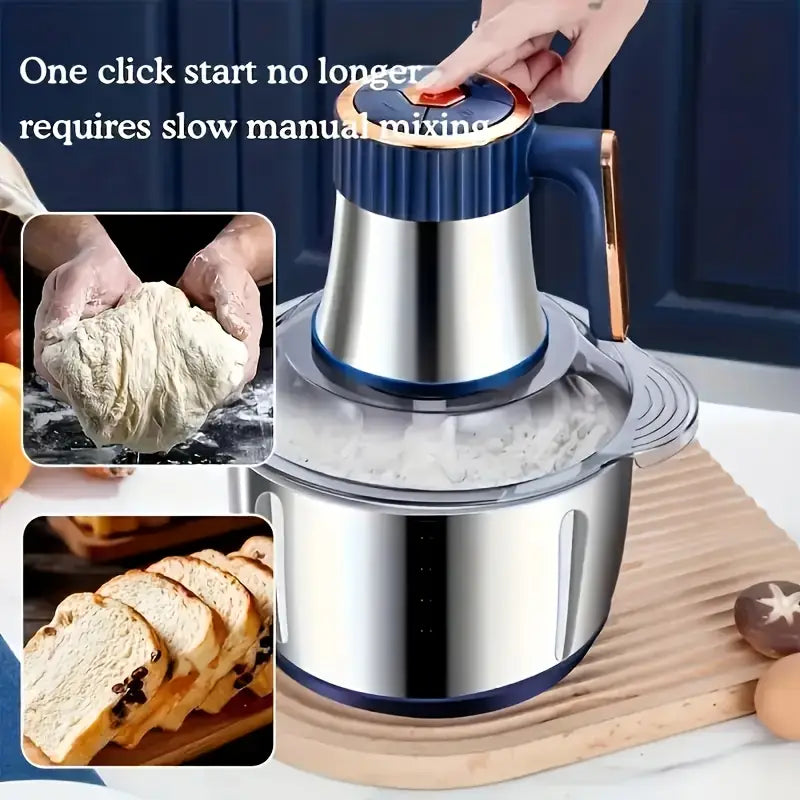 5L Stainless Steel Food Processor with 6-Blade Rotating Knife