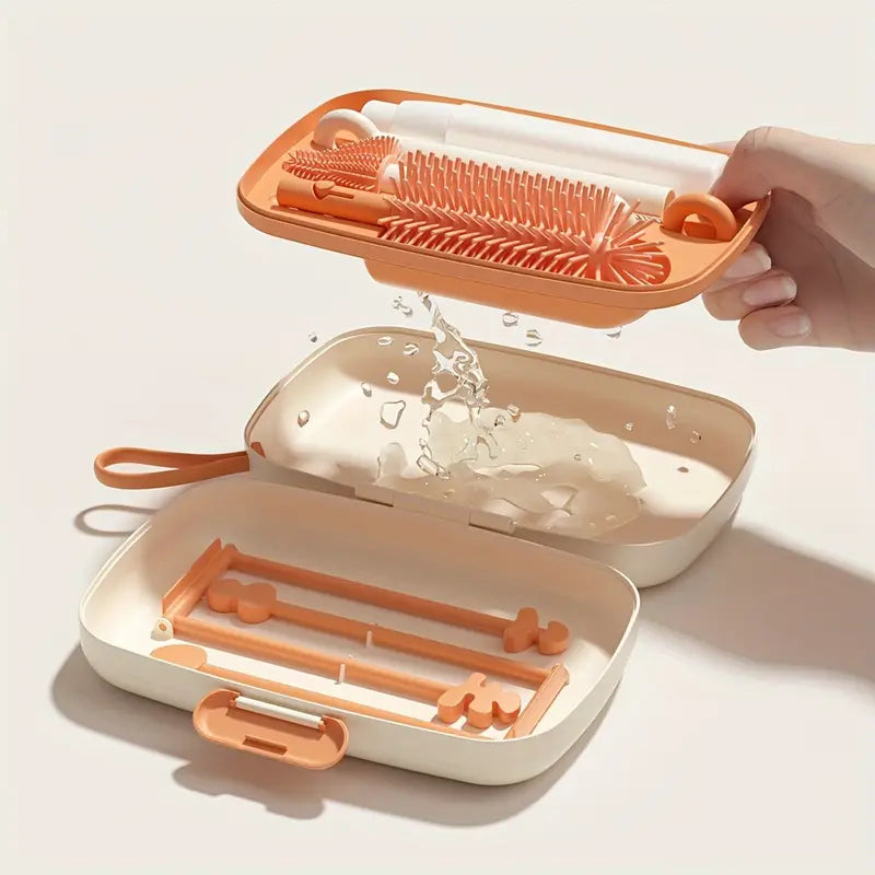 Silicone Bottle Brush And Pacifier Brush With Storage Box