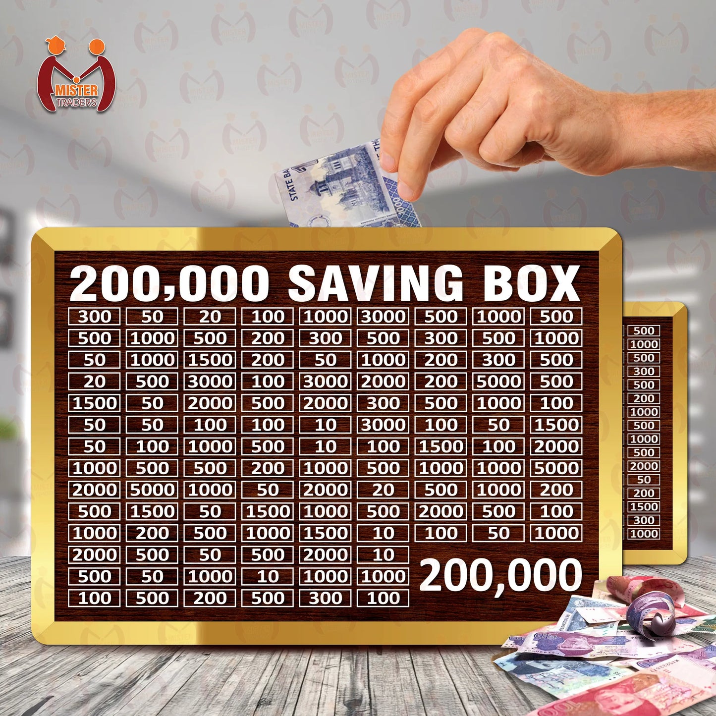 100,000 PKR Wooden Money Saving Box|Umrah Saving Organizer – Track Your 100K Goal Easily