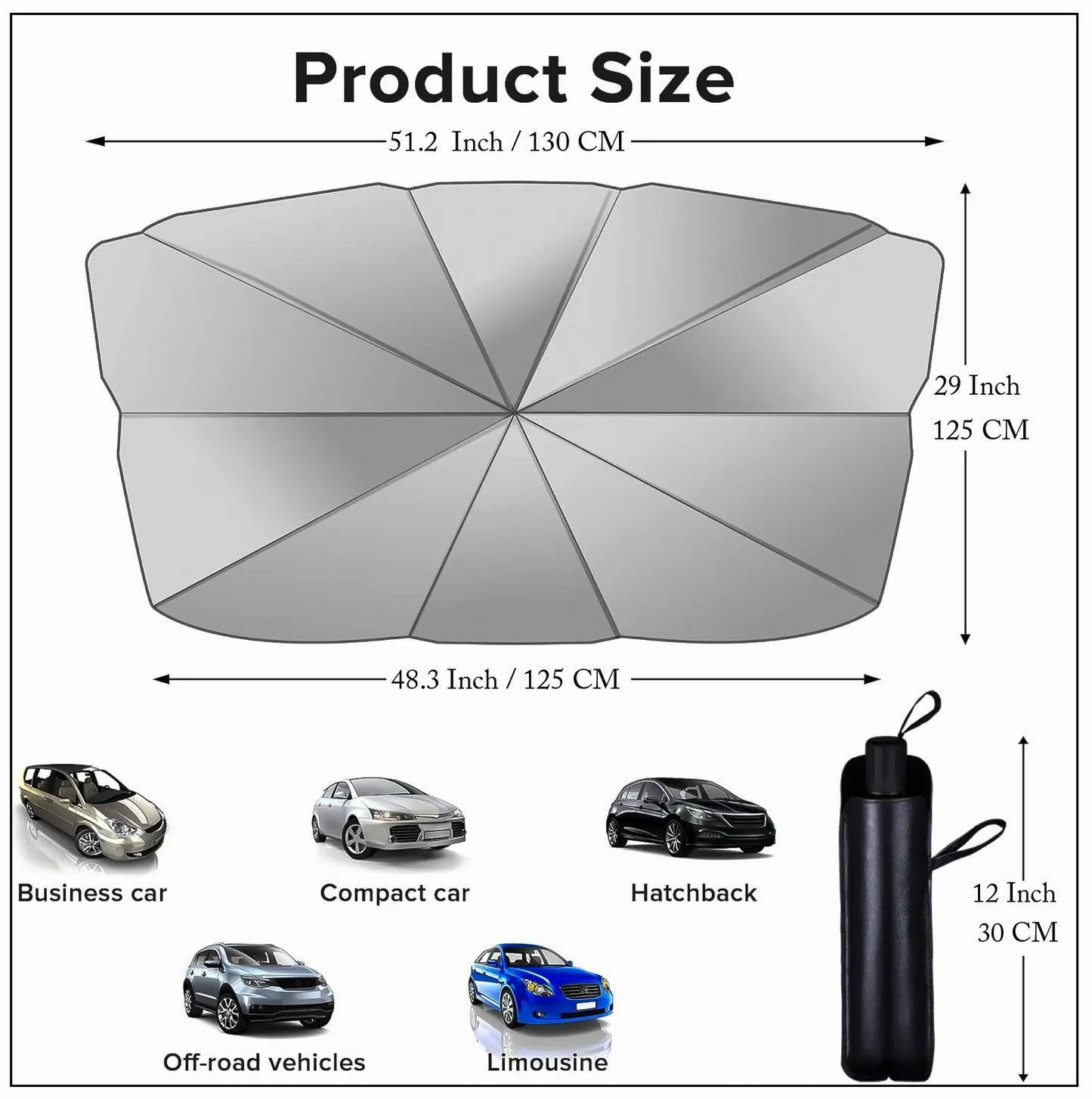 Car Umbrella Sunshade – Blocks Heat & UV | Foldable Windshield Cover
